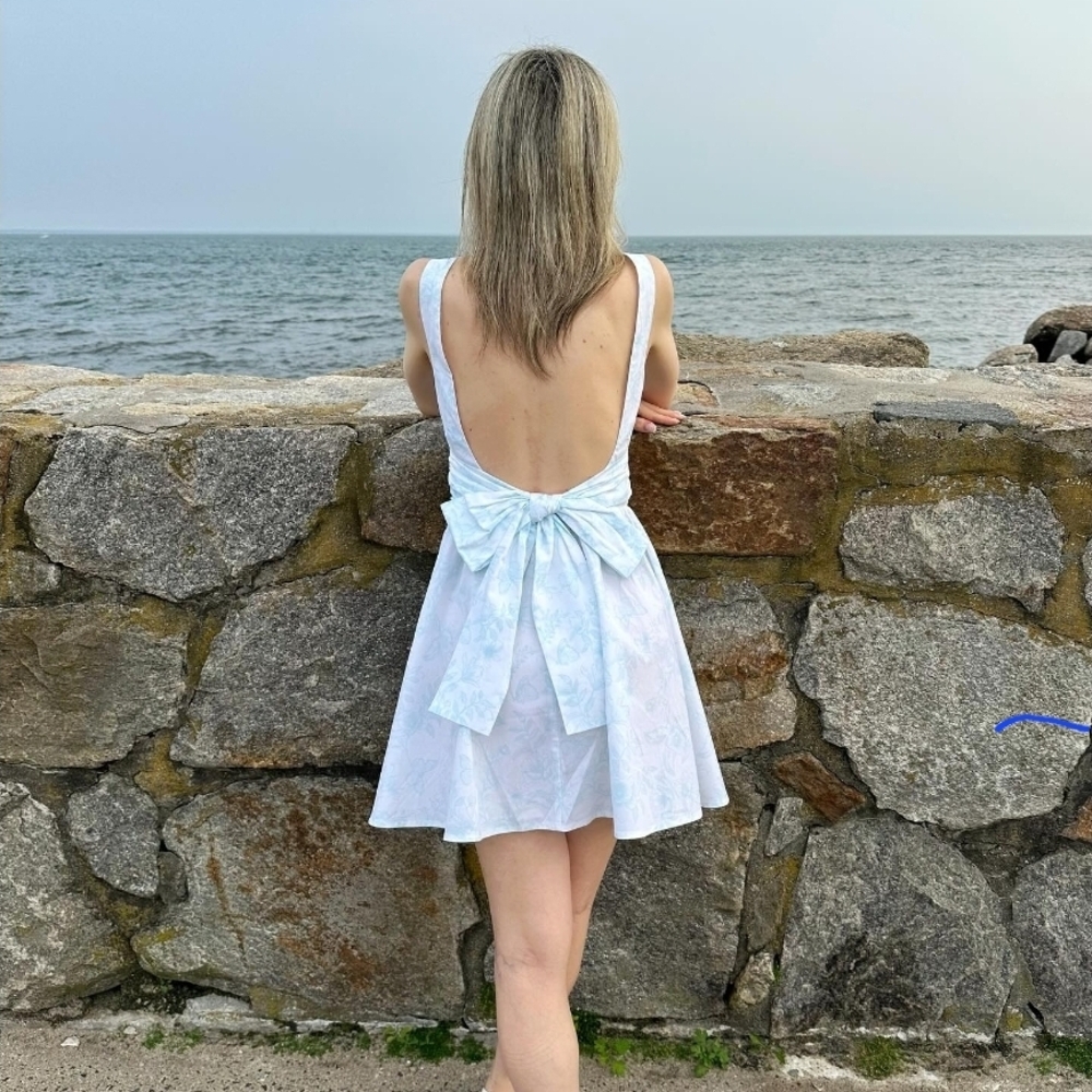 Wild Fable Light Blue and White Bow Tie Dress